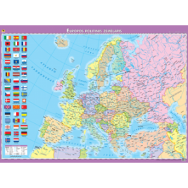 Europos politinis žemėlapis. 110x74 cm, laminuotas