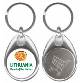 Vienpusis metalinis raktų pakabukas su žetonu