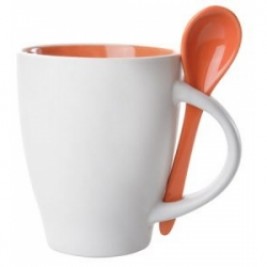 Puodelis su šaukšteliu (oranžinis) 