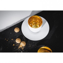 Puodelis espresso kavai su lėkštute dovanų dėžutėje Cosmo WHITE