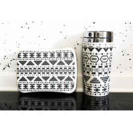 Dėžutė užkandžiams 17x12x6cm „AZTEC white black Dėžutė užkandžiams 17x12x6cm „AZTEC white black