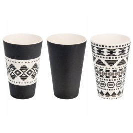 Puodelių rink.3vnt „BAMBOO Azteck white black